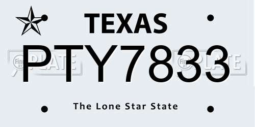 PTY7833 Texas License Plate