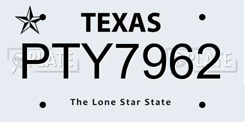 PTY7962 Texas License Plate
