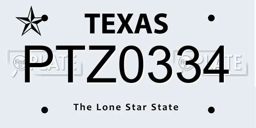 PTZ0334 Texas License Plate