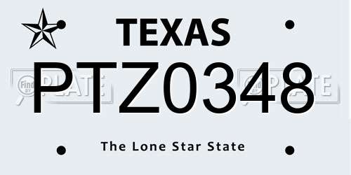 PTZ0348 Texas License Plate