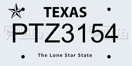 PTZ3154 Texas License Plate