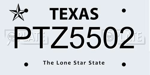 PTZ5502 Texas License Plate