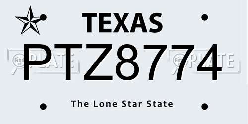 PTZ8774 Texas License Plate