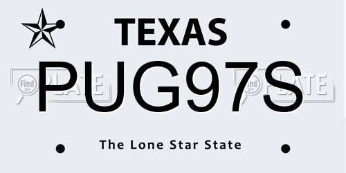 PUG97S Texas License Plate