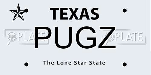 PUGZ Texas License Plate