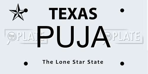 PUJA Texas License Plate