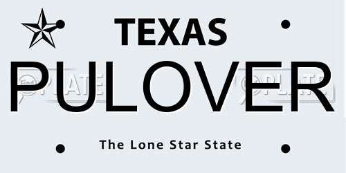 PULOVER Texas License Plate