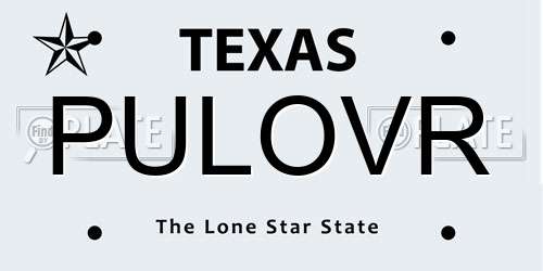 PULOVR Texas License Plate