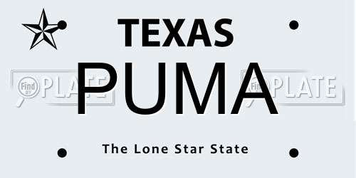 PUMA Texas License Plate