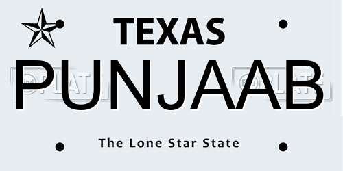 PUNJAAB Texas License Plate