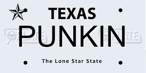 PUNKIN Texas License Plate