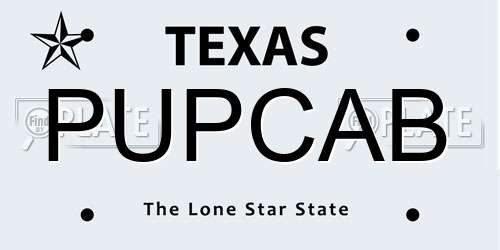 PUPCAB Texas License Plate