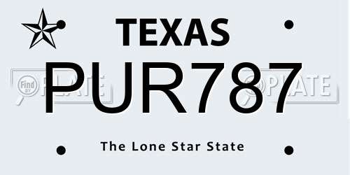 PUR787 Texas License Plate
