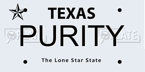 PURITY Texas License Plate