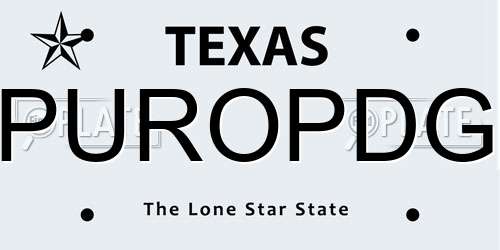 PUROPDG Texas License Plate