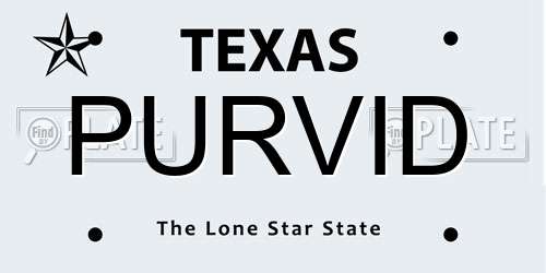 PURVID Texas License Plate