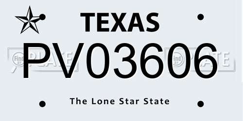 PV03606 Texas License Plate