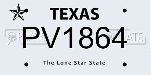 PV1864 Texas License Plate