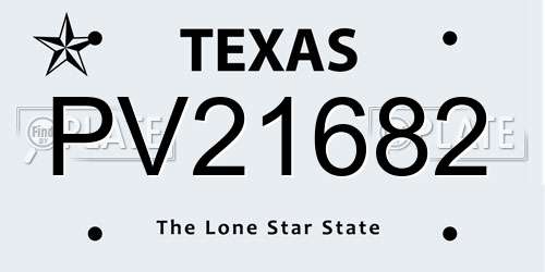 PV21682 Texas License Plate