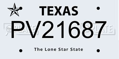 PV21687 Texas License Plate