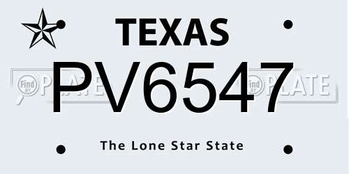 PV6547 Texas License Plate