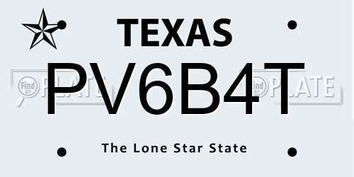PV6B4T Texas License Plate