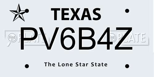 PV6B4Z Texas License Plate
