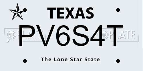 PV6S4T Texas License Plate