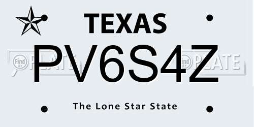 PV6S4Z Texas License Plate