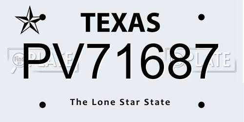 PV71687 Texas License Plate