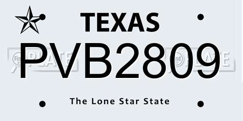 PVB2809 Texas License Plate