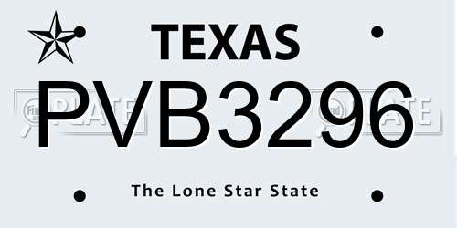 PVB3296 Texas License Plate