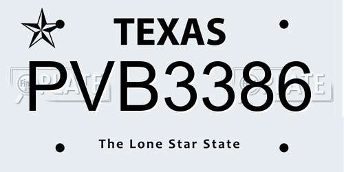 PVB3386 Texas License Plate