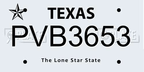 PVB3653 Texas License Plate