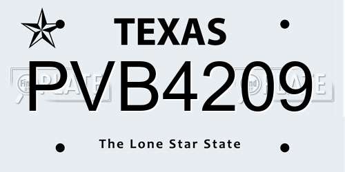 PVB4209 Texas License Plate