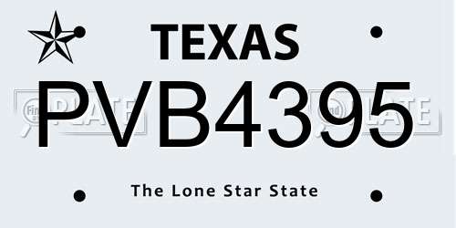 PVB4395 Texas License Plate