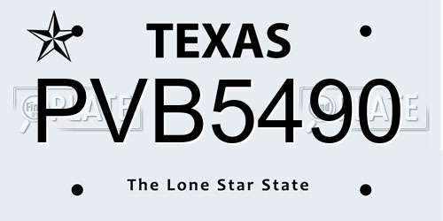 PVB5490 Texas License Plate