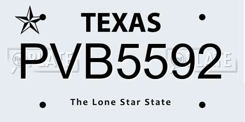 PVB5592 Texas License Plate