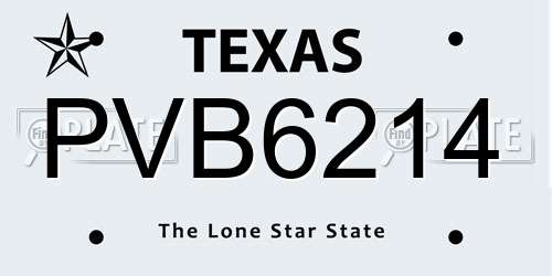 PVB6214 Texas License Plate