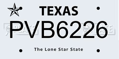 PVB6226 Texas License Plate