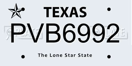 PVB6992 Texas License Plate