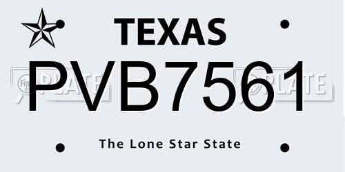 PVB7561 Texas License Plate