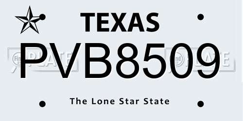 PVB8509 Texas License Plate