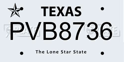 PVB8736 Texas License Plate