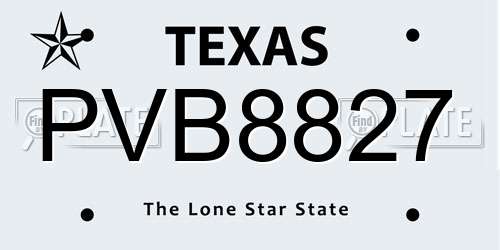 PVB8827 Texas License Plate