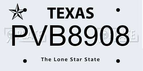 PVB8908 Texas License Plate