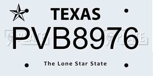 PVB8976 Texas License Plate