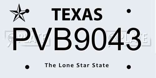 PVB9043 Texas License Plate