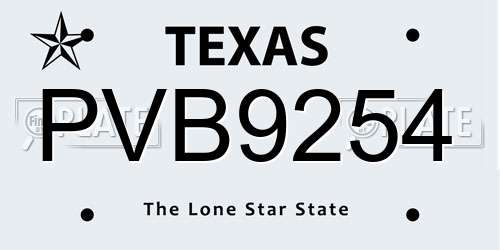 PVB9254 Texas License Plate