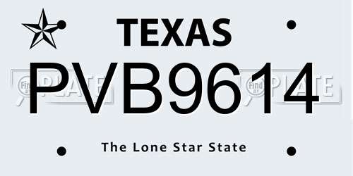 PVB9614 Texas License Plate